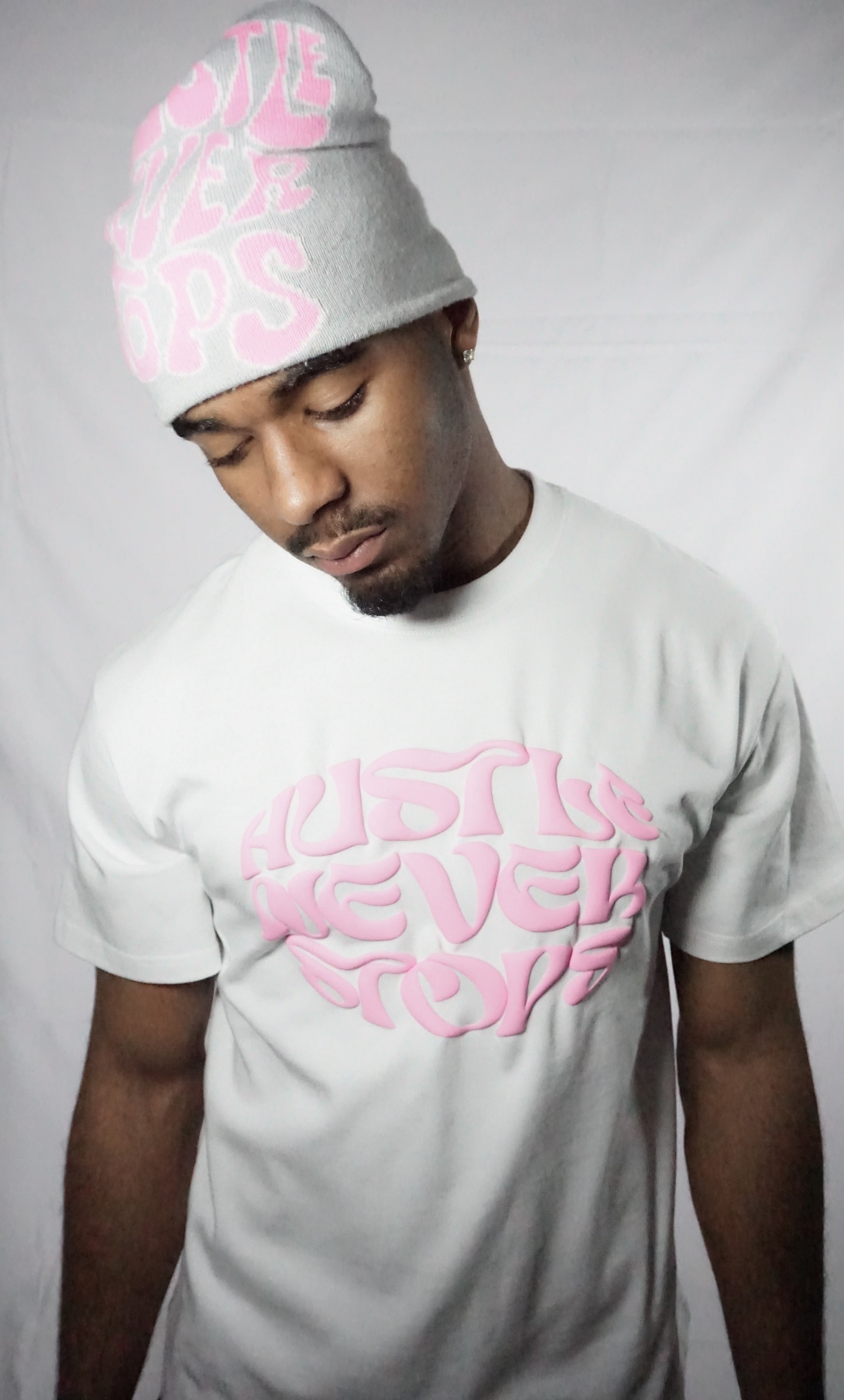 T-Shirt PuffPrint OverSized - "Hustle Never Stops"