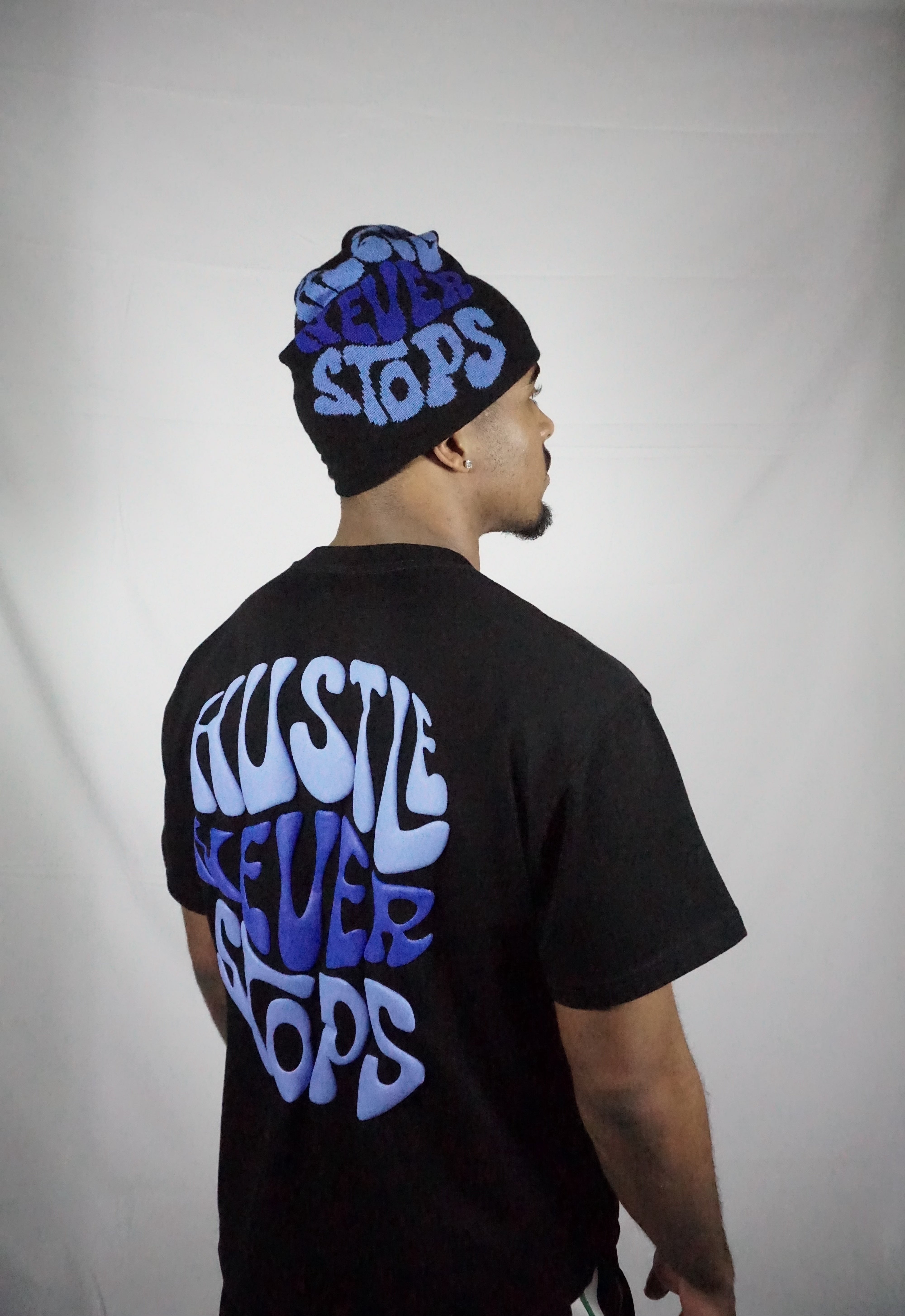 T-Shirt PuffPrint OverSized - "Hustle Never Stops"