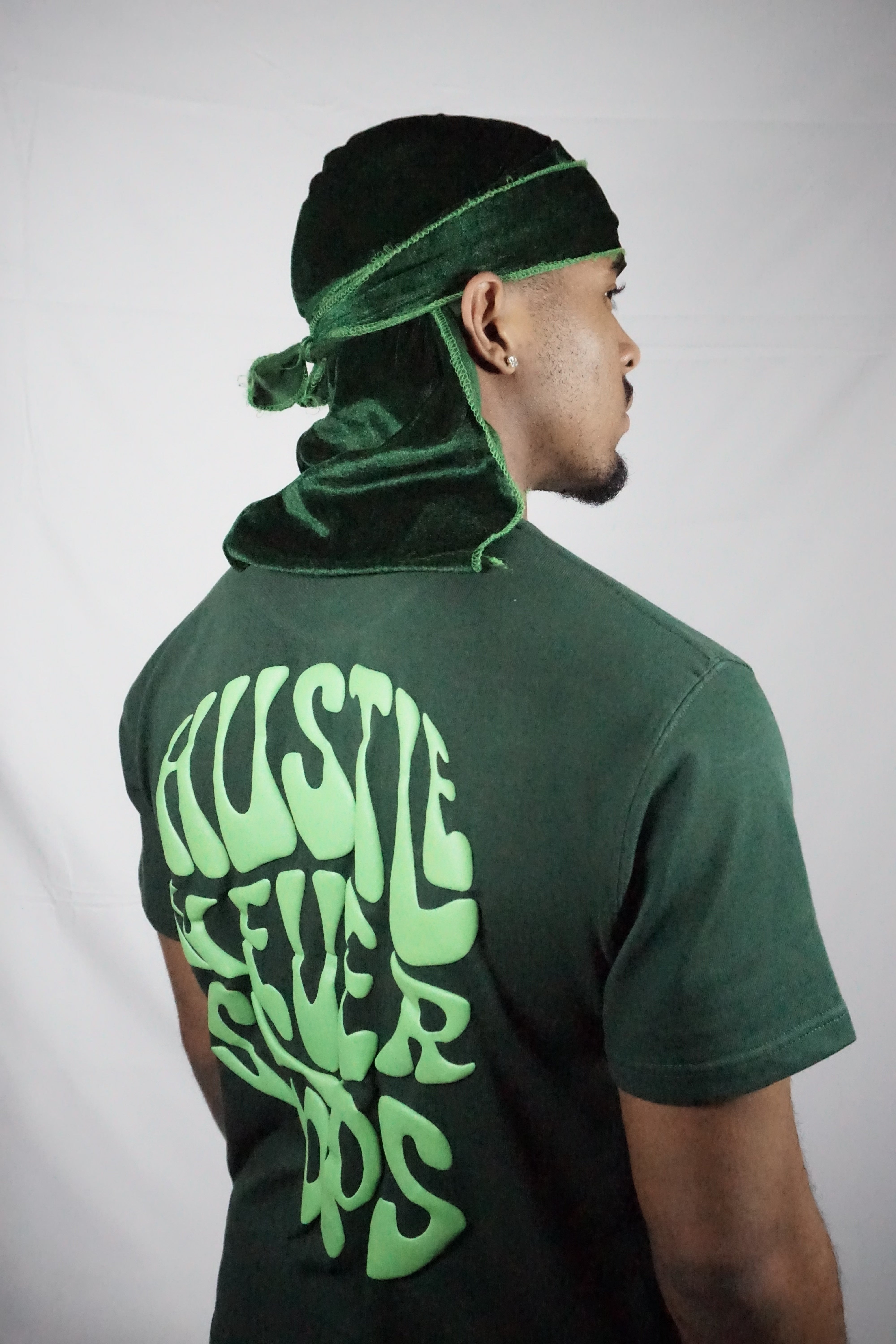 T-Shirt PuffPrint OverSized - "Hustle Never Stops"