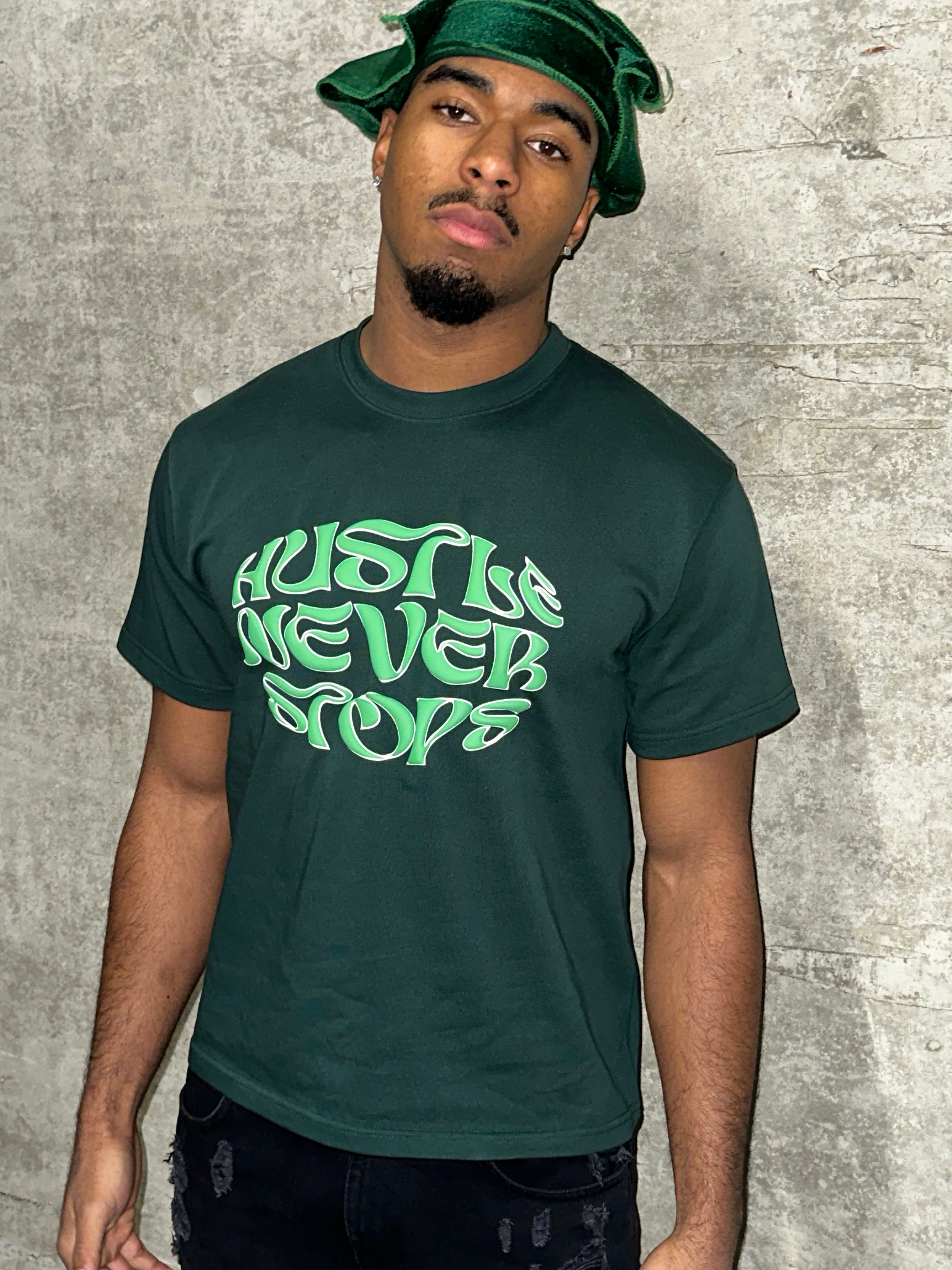 T-Shirt PuffPrint OverSized - "Hustle Never Stops"